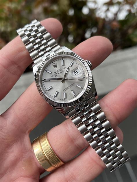 silver dial rolex datejust|36mm Rolex Datejust dial.